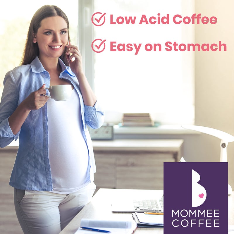 Mommee Coffee Quarter Caf Ground Low Acid Coffee - 100% Arabica Organic Coffee Beans with Smooth Caramel Flavor - Medium Grind for Drip, Reusable One Cup Filters - 11 oz - Image 2